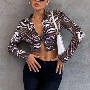 BROWN MARBLE CROP TOP